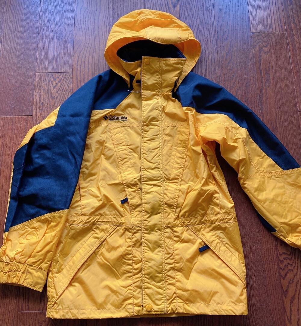 NWOT Columbia Fire Ridge rain coat Size S Yellow/Black with Hoodie